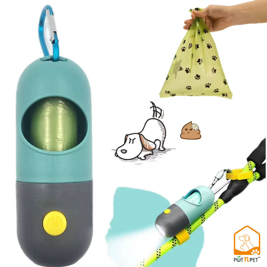 LED Light Pet Waste Bag Dispenser – Poop Bag Holder for Dogs & Cats