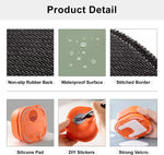 Load image into Gallery viewer, Close-up details of talking button features including non-slip rubber back, waterproof surface, stitched border, and DIY sticker customization.
