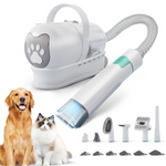 Load image into Gallery viewer, 7-in-1 pet vacuum grooming kit with trimmer, shaver, and multiple attachments for dogs and cats grooming and hair removal.
