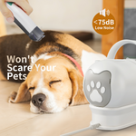 Load image into Gallery viewer, Person using a quiet pet grooming clipper near a calm sleeping dog with a paw-print vacuum cleaner in the background

