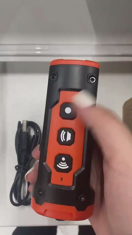 Handheld ultrasonic dog training tool with three control buttons and USB charging cable, designed for safe and humane bark control.